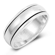 Load image into Gallery viewer, Sterling Silver Oxidized Round Shaped Plain RingsAnd Face Height 7mm
