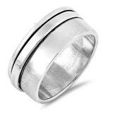Sterling Silver Polish Spinner Shaped Plain RingsAnd Face Height 10mm