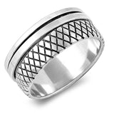 Sterling Silver Oxidized Spinner Shaped Plain RingsAnd Face Height 10mm