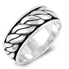 Load image into Gallery viewer, Sterling Silver Oxidized Rope Band Shaped Plain RingsAnd Face Height 10mm