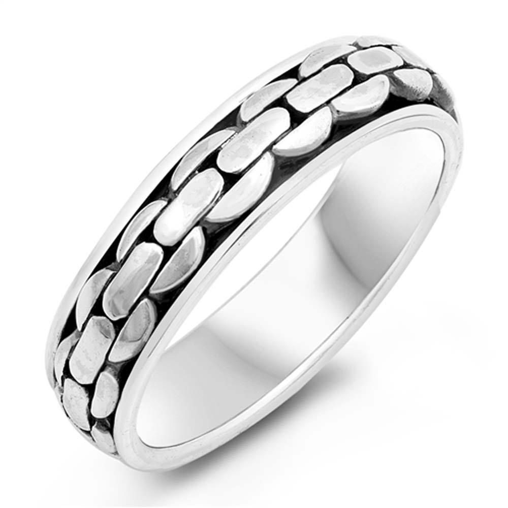 Sterling Silver Oxidized Chain Shaped Plain RingsAnd Face Height 15mm