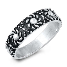 Load image into Gallery viewer, Sterling Silver Oxidized Sun Bali Design Shaped Plain RingsAnd Face Height 6mm