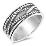 Sterling Silver Oxidized Spinner Infinity Shaped Plain RingsAnd Face Height 9mm