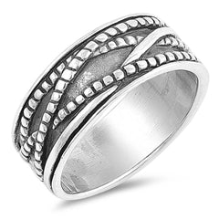 Sterling Silver Oxidized Spinner Infinity Shaped Plain RingsAnd Face Height 9mm