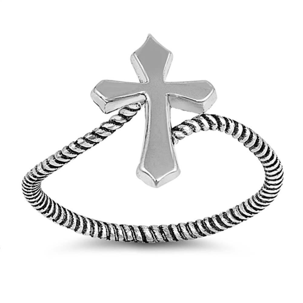Sterling Silver Oxidized Cross Shaped Plain RingsAnd Face Height 15mm