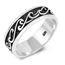 Load image into Gallery viewer, Sterling Silver Oxidized Wave Band Shaped .925 Plain RingsAnd Face Height 7mm