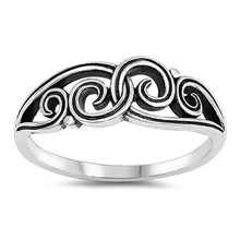 Load image into Gallery viewer, Sterling Silver Oxidized Celtic Shaped Plain RingsAnd Face Height 7mm