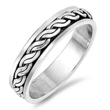 Sterling Silver Oxidized Spinner Shaped Plain RingsAnd Face Height 5mm