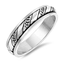 Load image into Gallery viewer, Sterling Silver Oxidized Bali Spinner Shaped Plain RingsAnd Face Height 5mm