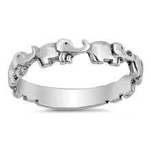 Load image into Gallery viewer, Sterling Silver Oxidized Elephants Shaped Plain RingsAnd Face Height 4mm