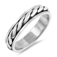 Load image into Gallery viewer, Sterling Silver Oxidized Spinner Shaped Plain RingsAnd Face Height 5mm
