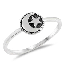 Load image into Gallery viewer, Sterling Silver Oxidized Moon And Star Shaped Plain RingsAnd Face Height 7mm