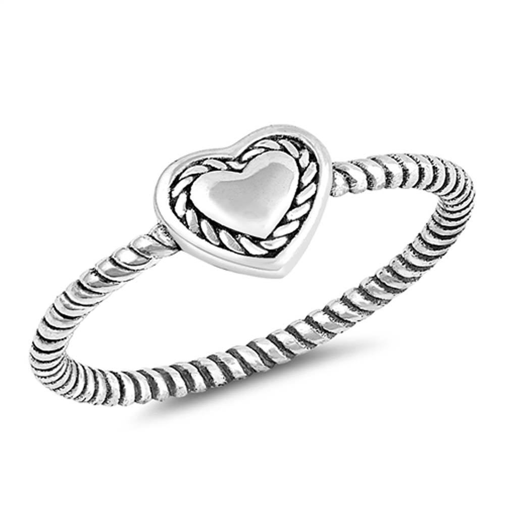 Sterling Silver Oxidized Spinner Heart Shaped Plain RingsAnd Face Height 6mm