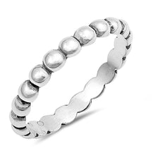 Load image into Gallery viewer, Sterling Silver Oxidized Beaded Band Shaped Plain RingsAnd Face Height 3mm