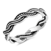Load image into Gallery viewer, Sterling Silver Oxidized Braided Shaped Plain RingsAnd Face Height 5mm