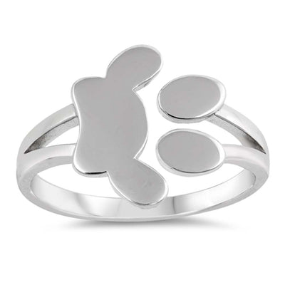 Sterling Silver Oxidized Paw Print Shaped Plain RingsAnd Face Height 5mm