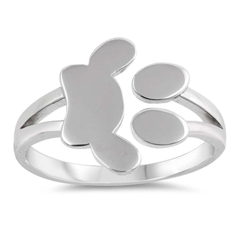 Sterling Silver Oxidized Paw Print Shaped Plain RingsAnd Face Height 5mm