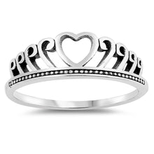 Load image into Gallery viewer, Sterling Silver Oxidized Heart Shaped Plain RingsAnd Face Height 6mm