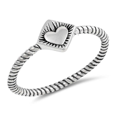 Sterling Silver Oxidized Heart Shaped Plain RingsAnd Face Height 7mm