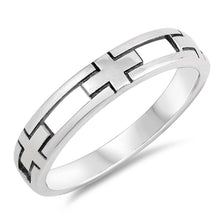 Load image into Gallery viewer, Sterling Silver Oxidized Cross Shaped Plain RingsAnd Face Height 4mm