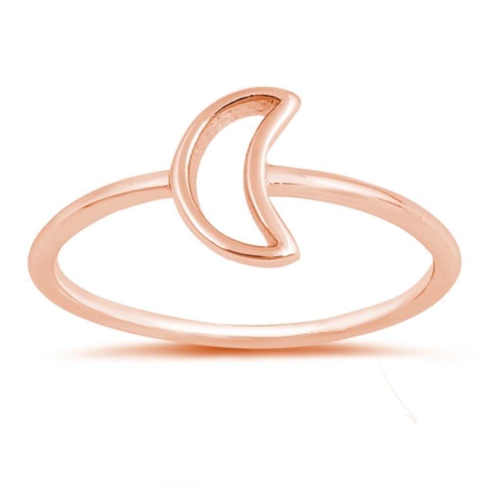 Sterling Silver Rose Gold Plated Moon Oxidized Ring