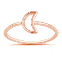 Load image into Gallery viewer, Sterling Silver Rose Gold Plated Moon Oxidized Ring - silverdepot