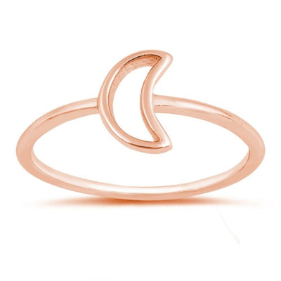 Sterling Silver Rose Gold Plated Moon Oxidized Ring - silverdepot