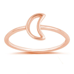 Sterling Silver Rose Gold Plated Moon Oxidized Ring