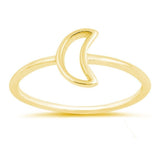 Sterling Silver Yellow Gold Plated Moon Oxidized Ring