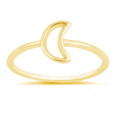 Sterling Silver Yellow Gold Plated Moon Oxidized Ring
