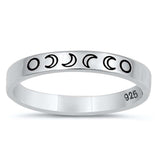 Sterling Silver Oxidized Moon Phases Ring