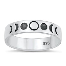 Load image into Gallery viewer, Sterling Silver Oxidized Moon Phases Ring Face Height-5mm