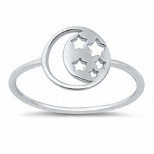 Load image into Gallery viewer, Sterling Silver Moon And Star Ring