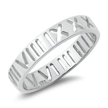 Load image into Gallery viewer, Sterling Silver Roman Numerak Band Ring
