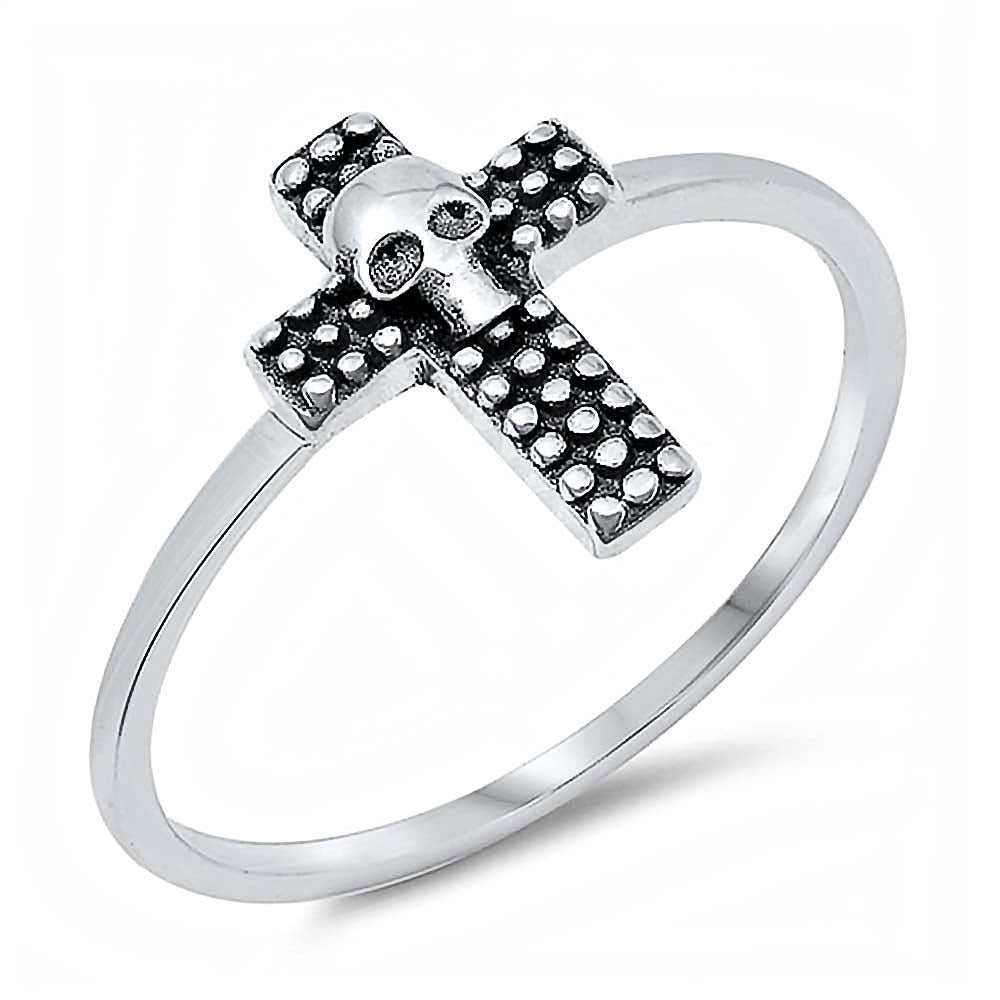 Sterling Silver Skull Cross Ring