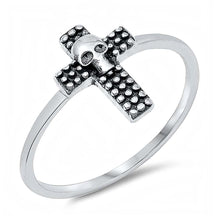 Load image into Gallery viewer, Sterling Silver Skull Cross Ring