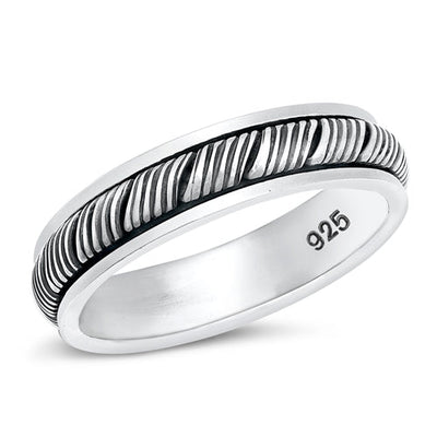 Sterling Silver Polished Braid Plain Ring Face Height-5mm