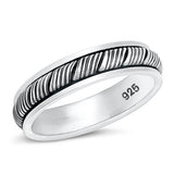 Sterling Silver Polished Braid Plain Ring Face Height-5mm