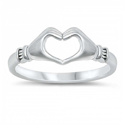 Sterling Silver Heart Hands Ring