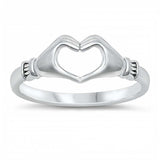 Sterling Silver Heart Hands Ring