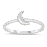 Sterling Silver Polished Crescent Moon Ring