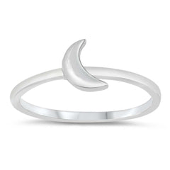 Sterling Silver Polished Crescent Moon Ring