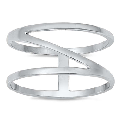 Sterling Silver Rhodium Plated Caged Ring