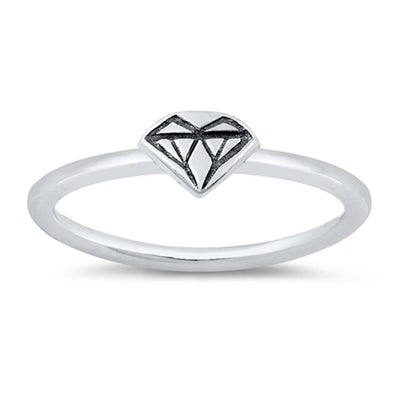 Sterling Silver High Polish Diamond Ring