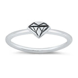 Sterling Silver High Polish Diamond Ring