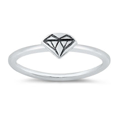 Sterling Silver High Polish Diamond Ring