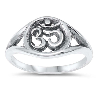 Sterling Silver Oxidize Om Ring
