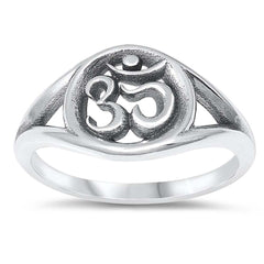 Sterling Silver Oxidize Om Ring