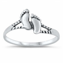 Load image into Gallery viewer, Sterling Silver Oxidized 6mm Feet Ring