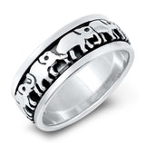 Sterling Silver Elephants Ring